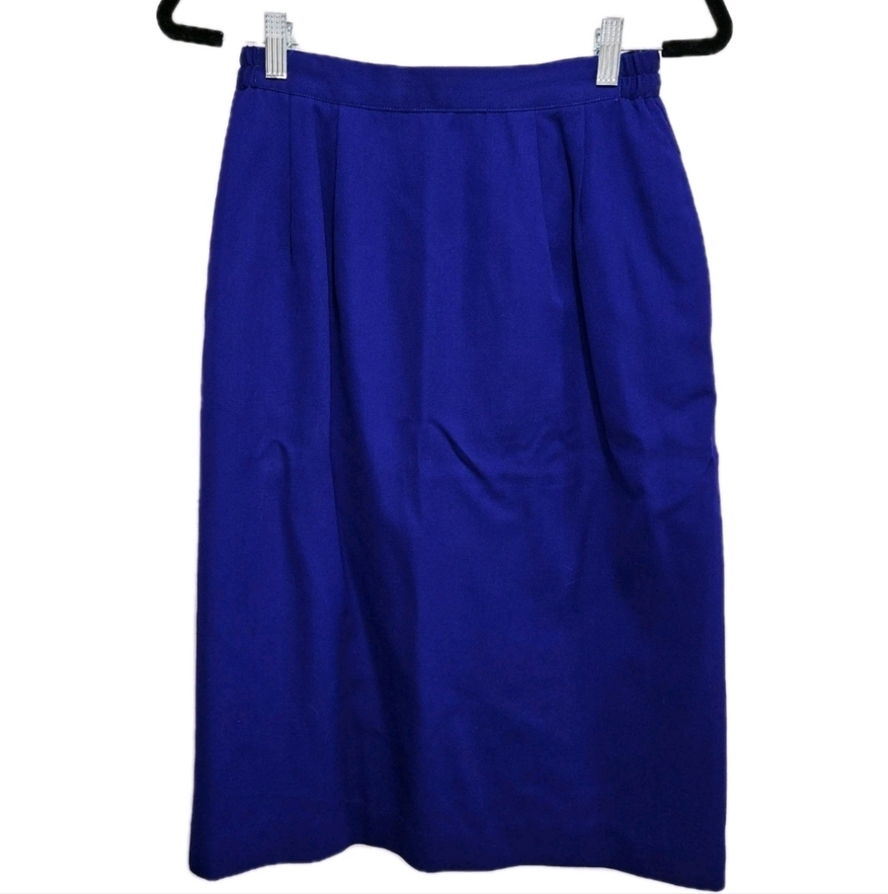 Vintage Wool Midi Skirt Womens 8 Elegant Fun Vibrant Blue The Very Thing 80s 90s